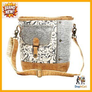 Vintage Floral Leather Shoulder Bag Boho Chic Bucket Purse Adjustable Strap